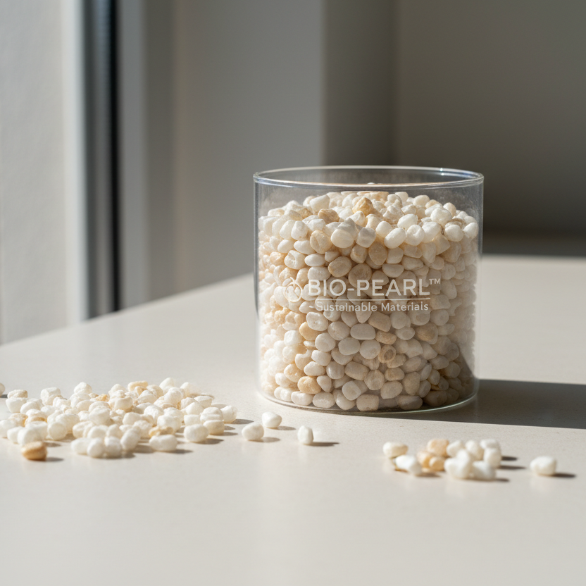 Represente moi une belle image de bille plastique bio degradables 